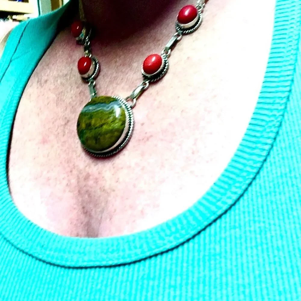 Boho Southwestern Crystals Artisan-crafted  Yellow Moss Agate and Coral